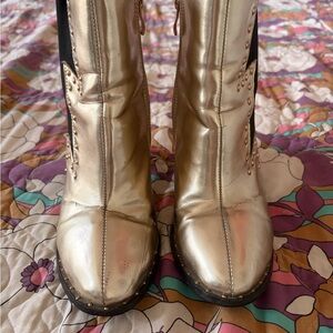 Lightening Studded Gold Booties